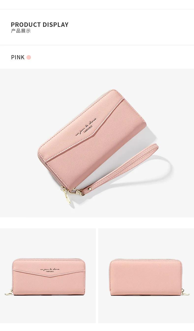 Essential Leather Wallets for Women 2019 Slim Continental Handy Wallet Black Pink Large Capacity Money Organizer wallets Clutch (11)