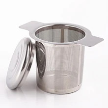2PCS 304 Stainless Steel Tea Infuser Strainer with Double-handle Lid for Home Office Cafe Restaurant Accessories