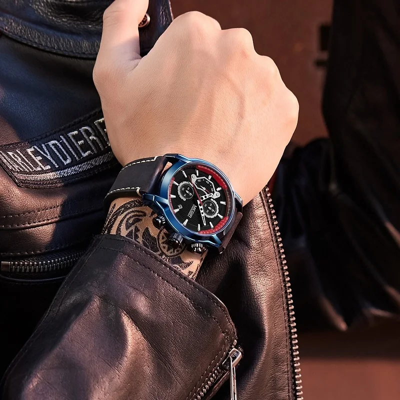 Часы Megir Мужские кварцевые с хронографом и силиконовым ремешком 12/24
