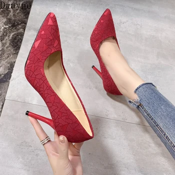 

2019 autumn new pointed high heels stiletto sexy black wild professional women's single shoes