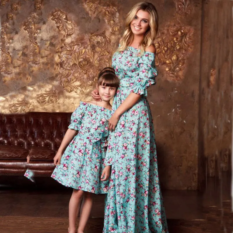

Family Matching Outfits Fashion Mother and Daughter Vintage Long Dresses Dress Girls Clothing Family Matching Clothes