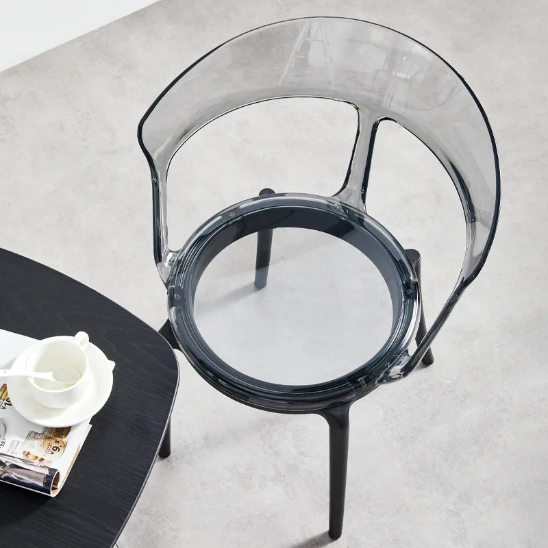 Nordic Plastic Dining Chairs Kitchen Living Room Transparent Stool Bedroom Balcony Backrest Armchair Negotiation Lounge Chair