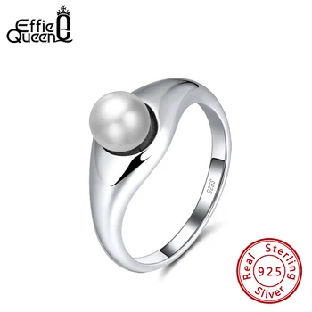 

Effie Queen Top Grade Simulated Pearl Rings Women's 100% 925 Silver Finger Ring Jewelry Anniversary Party Gift Wholesale SR179