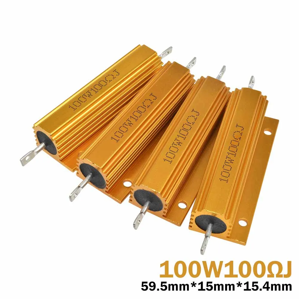 100 Ohm 100 Вт Мощность окисленный позолоченный алюминиевый корпус проволочный переменный резистор 10/12/15/20/22/30/33/50/100/1K Ом 5 - Цвет: 100 Ohm