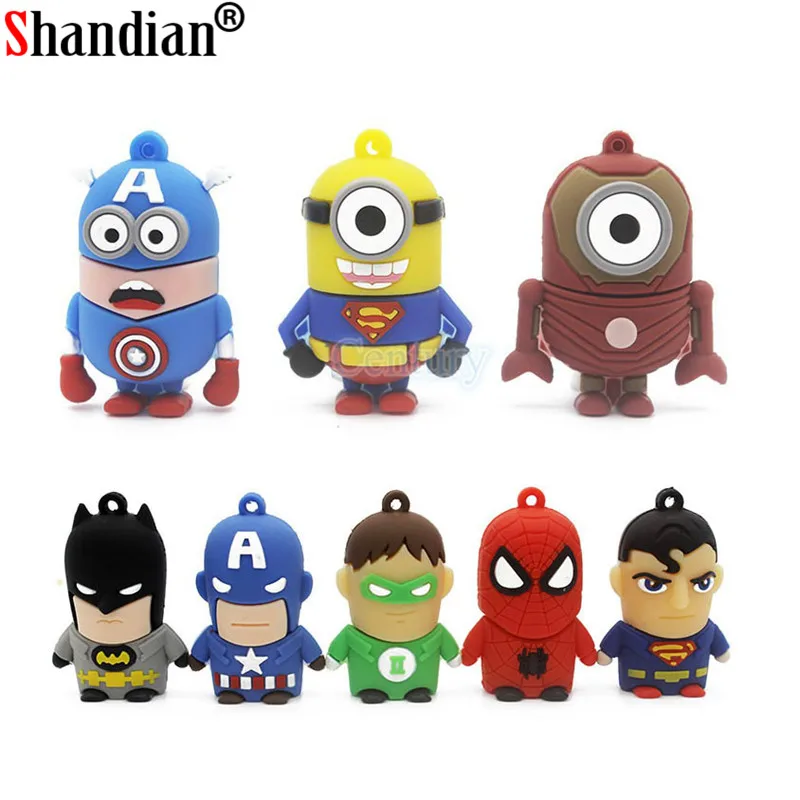 

SHANDIAN Pen drive Cartoon Super Heros Minions USB 2.0 Flash Memory Stick Pendrive 4GB 8GB 16GB 32GB 64GB Usb Flash Drives