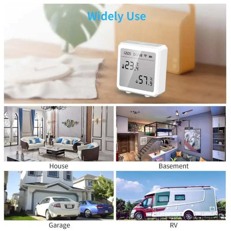 Tuya Smart Life WiFi Temperature & Humidity Sensor Bluetooth-compatible Thermometer With LCD Display For Alexa Google Home