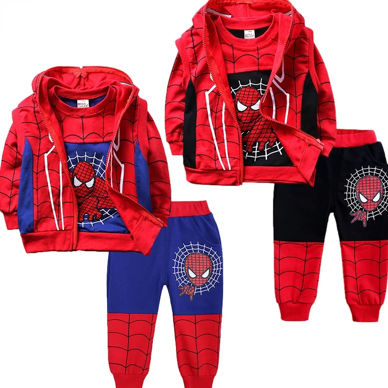 Enfants Cosplay Spiderman capuche Sweatshirt Manteau Pantalon Tenues Set 