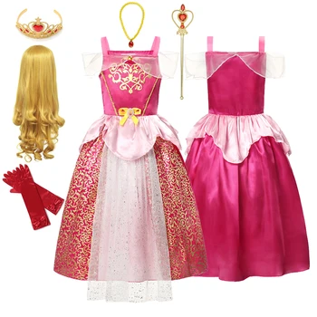 

Red Christmas Dress Girl Aurora Princess Dress Kids Sleeping Beauty Dress Girls Lace Ball Gown Wedding Dresses Children Costume