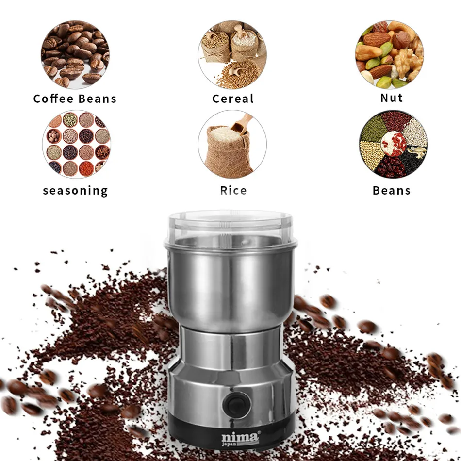 

SEAAN Coffee Grinder Electric Mini Coffee Bean Nut Grinder Coffee Beans Multifunctional Home Coffe Machine Kitchen Tool EU Plug