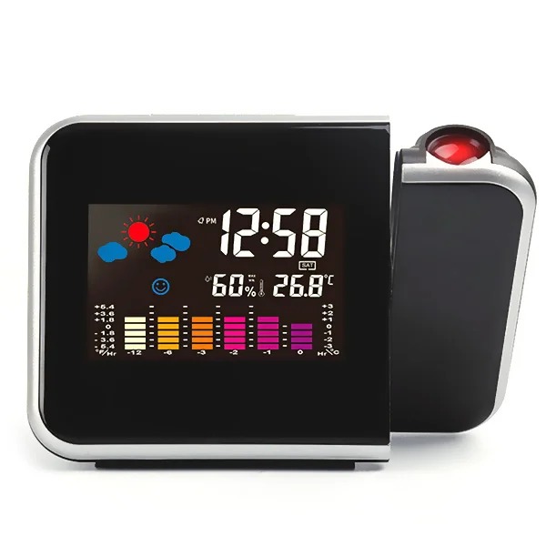 

2019 New Digital Projection Alarm Clock LED Weather Forecast Backlight Rotatable Snooze Wake Up Projector Despertador Home Decor