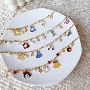 

AOMU Korean Cute Cinderella Alice Mermaid Snow White Bracelets for Women Sweet Girl Fairytale Loli Bracelet Jewelry Accessories