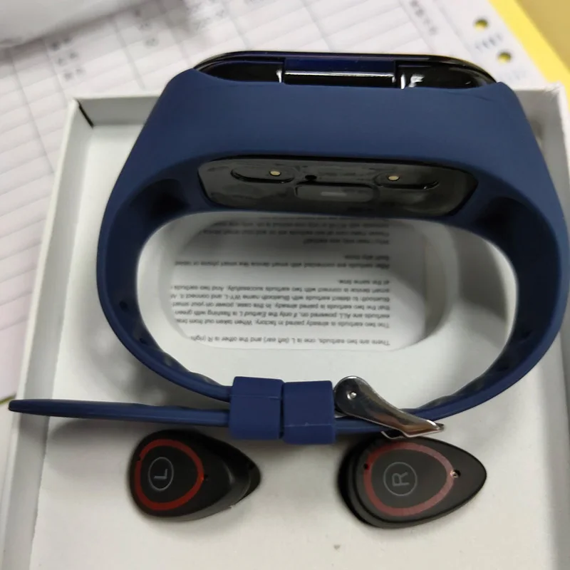 M1 color screen smart bracelet Bluetooth headset 2 in 1 wristband sleep heart rate blood pressure monitor with music headphones 