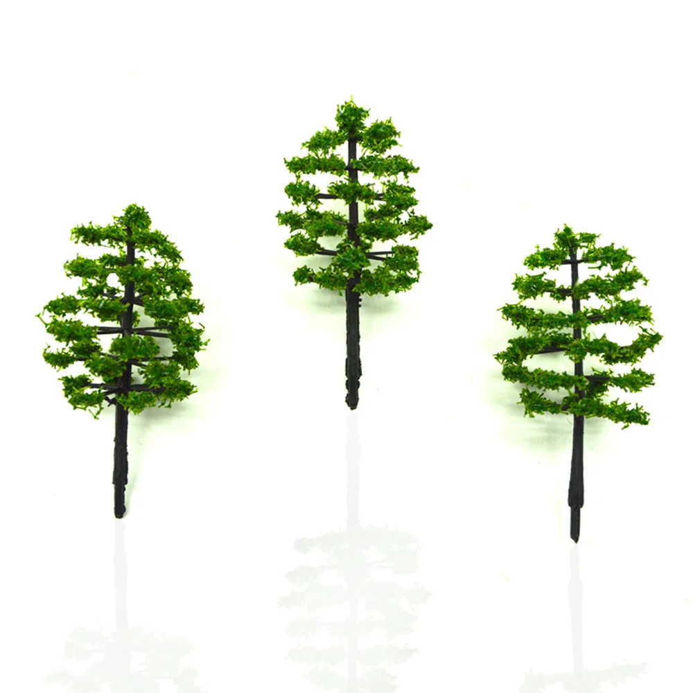 

100pcs 70mm height model green trees scale miniature handcraft plants for diorama tiny forest architecture garden scene layout