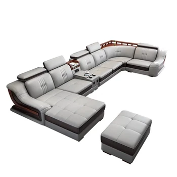 

modern design u shape real leather living room sofas
