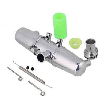 

W08004 Silver Aluminum Alloy Exhaust Pipe Tubing & Header Manifold Parts L150MM(5.91 Inch) RC 1:8 Off-Road Car On-Road Car & Lar