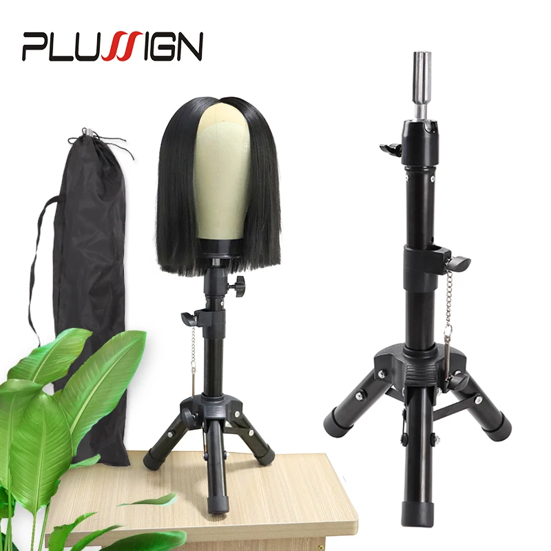 

Mini Adjustable Tripod Stand Holder Salon Hairdressing Practice Tripod Wig Stand Training Head Holder Strong Black Wig Stand