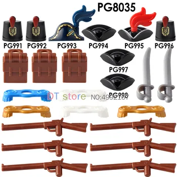

8PCS PG8035 Navy Figure Single Loyal Imperial Guard Soldier Head Face Military Building Blocks Brick Caribbean Pirate Toy