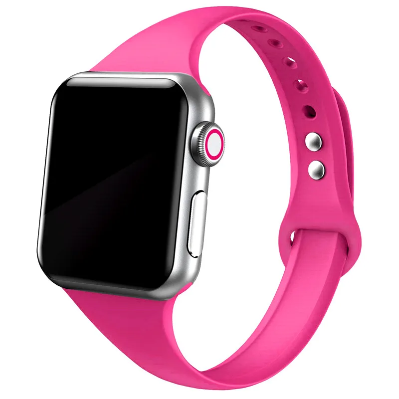 Ремешок для Apple watch band 5 4 44 мм 40 мм correa iwatch 4 3 2 42 мм 38 мм спортивный силиконовый браслет pulseira аксессуары для Apple watch - Цвет ремешка: 60-Barbie powder