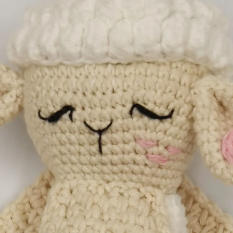 Crochet Sheep Rabbite Toy Set Comfort towel Baby Rattle Biting Ring Handmade Baby Teething Ring Stuffed Plush Toys Gifts 2
