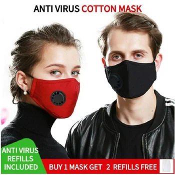 

Anti-Dust Flu Reusable Washable Bteathing Face Mask Respirator Masks with 2 carbon filter protective ffp2 ffp3