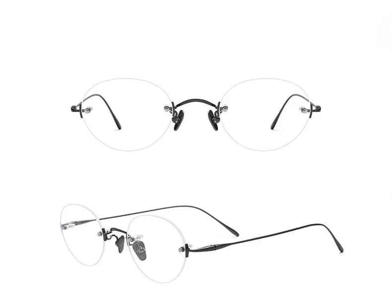 Pure titanium eyeglass frame high-grade glasses 1869 round rimless glasses myopia reading glasses