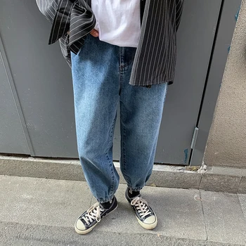 

Autumn New Jeans Men's Fashion Washed Solid Color Casual Denim Trousers Man Streetwear Wild Hip Hop Loose Straight Jeans Men