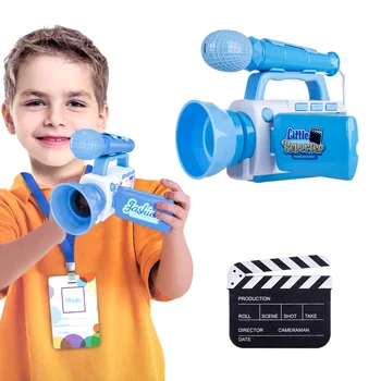 

4Pcs Kit Children Pretend Role-playing News Reporter Toy Functional Camera Toy Set Other Occupations Toys Birhday Christmas Gift