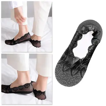 

Summer Lace Boat Socks Women's Deep Mouth Cotton Blend High Low-Cut Non-Slip Heels Comfortable Invisible Anti-Slip Ankle So B8S3
