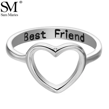 

Hollow Heart Shape Simple Ring Best Friend Carved Romantic Love Finger Band Silver Color Rose Gold Minimalism Women Jewelry Gift