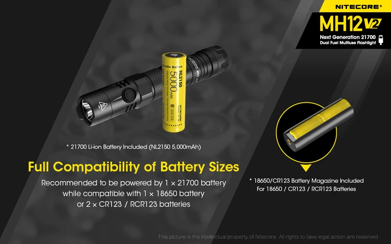 NITECORE MH12 V2 1200 Lumens 21700 Multiuse Flashlight (14)