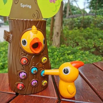 

1 Set Woodpecker Bird Eating Worm Insects Toys Magnetic Bird Eating Worm Intellectual Development for Children Party Games Toys