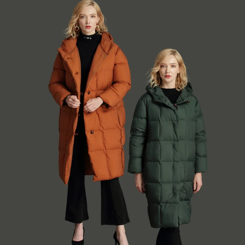 

LANMREM 2020 Down Jacket Women's New Long Section High-end Large Size Fashion Solid Color White Duck Down Jacket Women 19B-a112