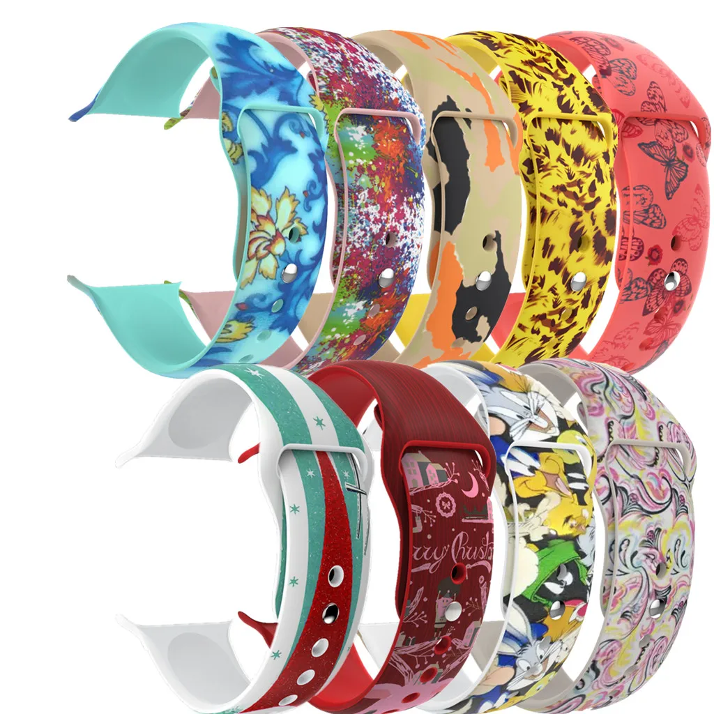

Yayuu Fashion print Sport Silicone band for Apple Watch series 4/3/2/1 Graffiti 38mm/42mm strap colorful Replacement Bracelet
