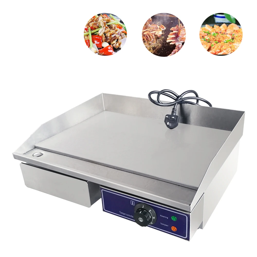 

Iron Flat Frying Griddle Grills Temperature Control Profession Grilling Commercial Essential Electric Grills for Chips