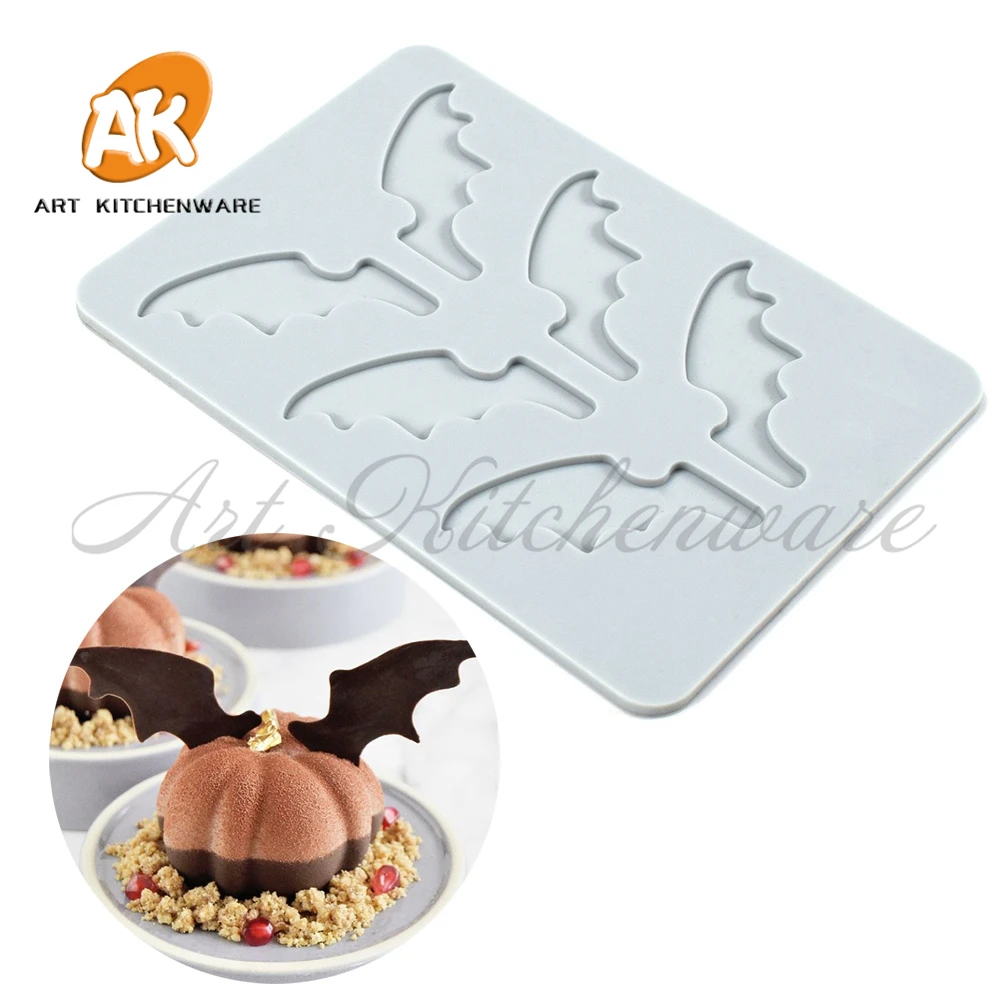 Halloween Bat Wing Sugar Lace Mat Fondente Stampo In Silicone Diy Chocolate Decor Pad Cucina Molecolare Cake Decorating Tool Bakeware