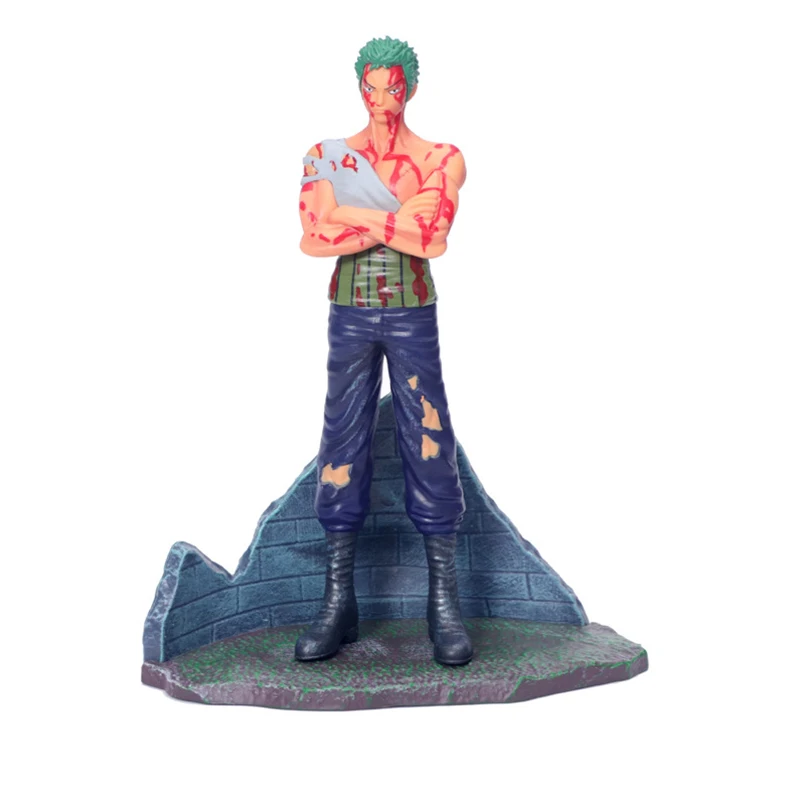 

23cm Japanese Anime One Piece Roronoa Zoro PVC Action Figure toys roronoa zoro Battle damage blood figure Decoration model toys