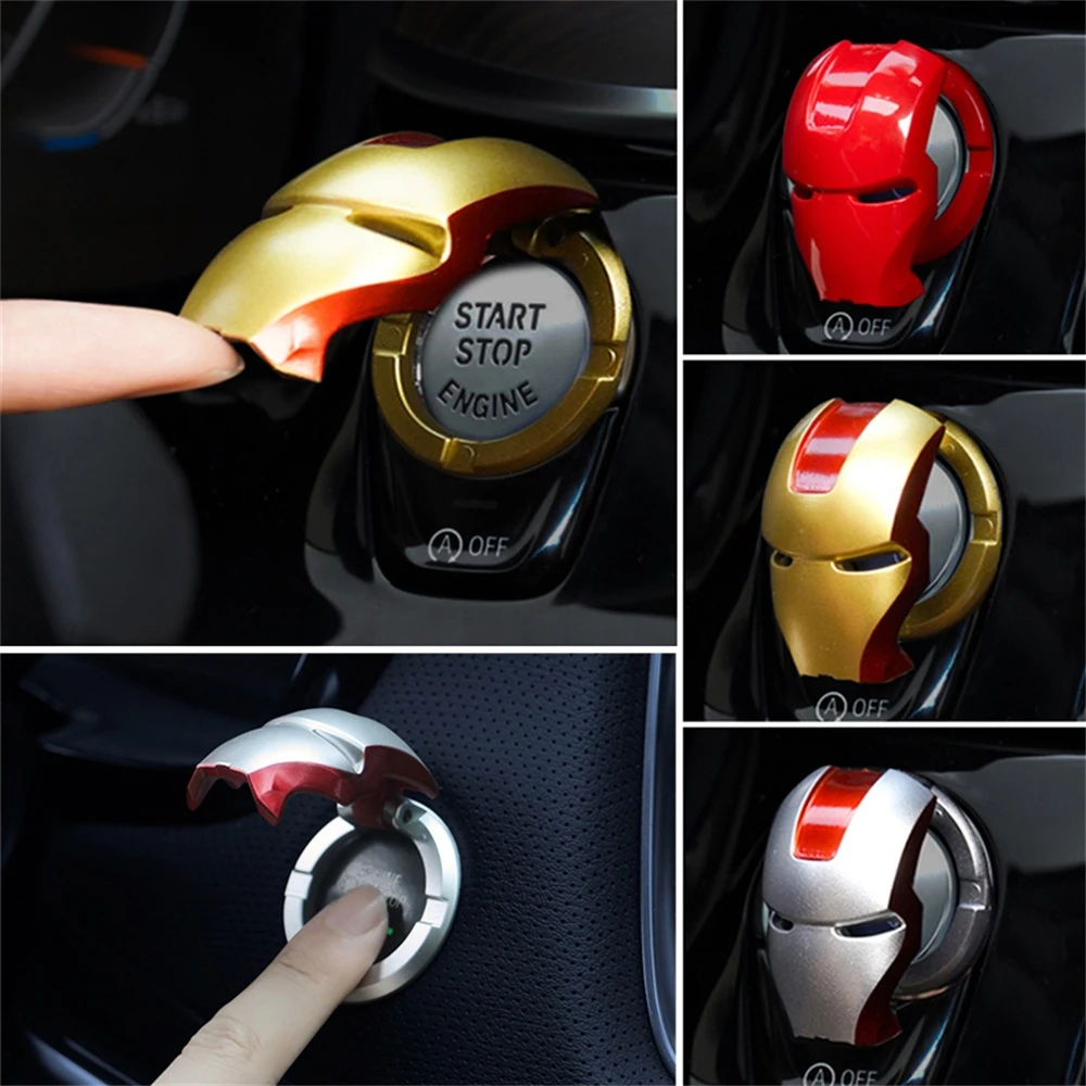 Iron Man Car 3D Engine Ignition Start Stop Push Button Switch Button Cover New 