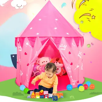 

Folding Tent Kids Tent Indoor Outdoor Play House Portable Princess Castle Baby Play Tent for Children Birthday Christmas Gift