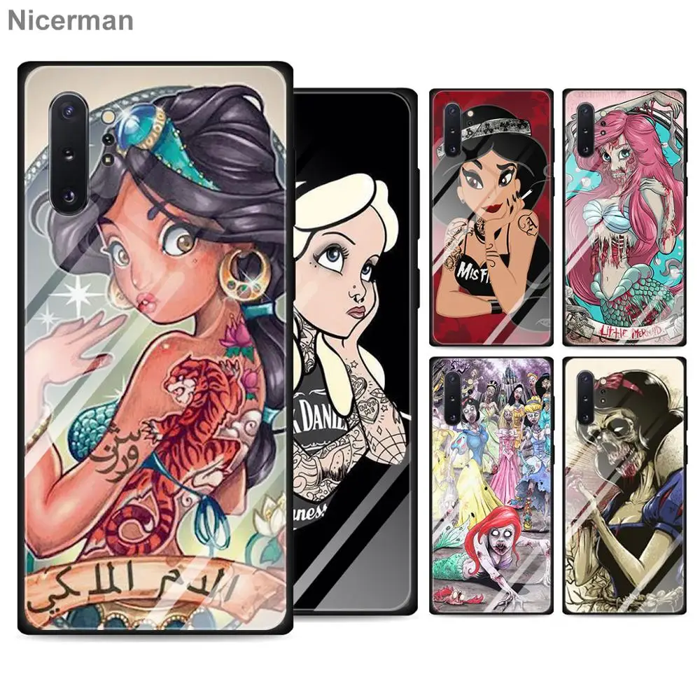 

Tattooed Zombie Princess Tempered Glass Cases for Samsung Galaxy S10 S8 S9 Plus S10e Note 9 10 Plus A50 A30 Cover Coque