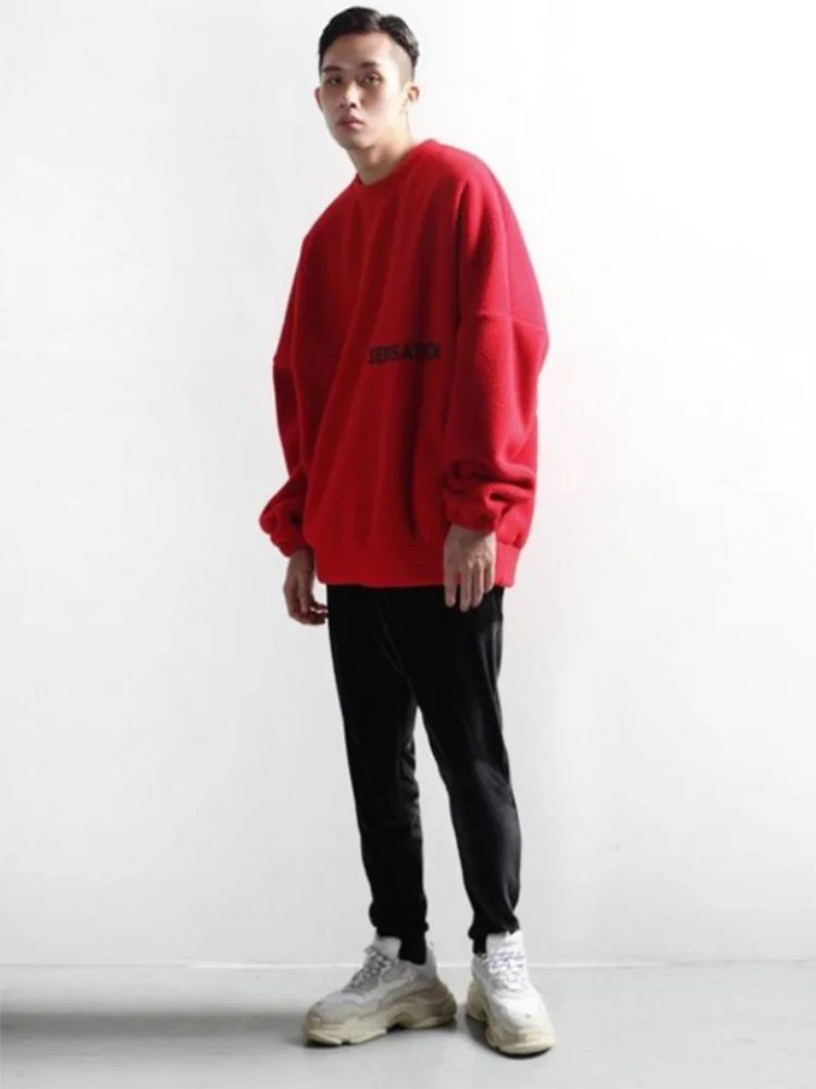 Men's Velvet Casual Pants Spring And Autumn New Hem Trim Small Feet Large Size Sweatpants