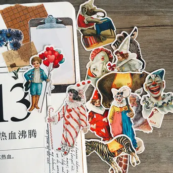 

20pcs/pack Circus Vintage Decorative Sticker cute clown Hand account sticker DIY Planner Diary Scrapbooking Album Stickers gift