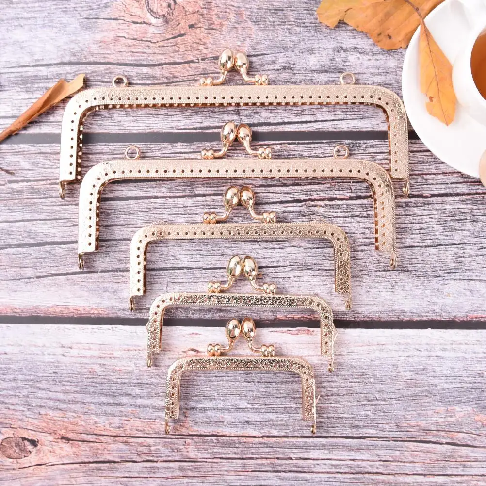 

1PCS 8.5/10.5/12.5/15/18/20cm Light Gold DIY Purse Handbag Handle Coins Bags Metal Kiss Clasp Lock Frame For DIY Purse Bag