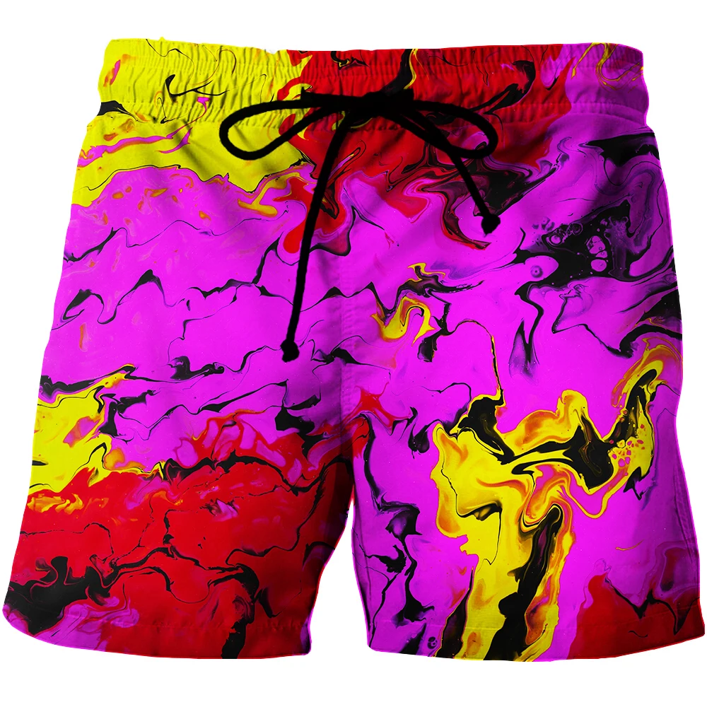 

Men's Pigment Graphic Beach Shorts 3D Pattern Art Color Boardshorts Psychedelic Paint Short Pants Abstract Halloween Bottoms