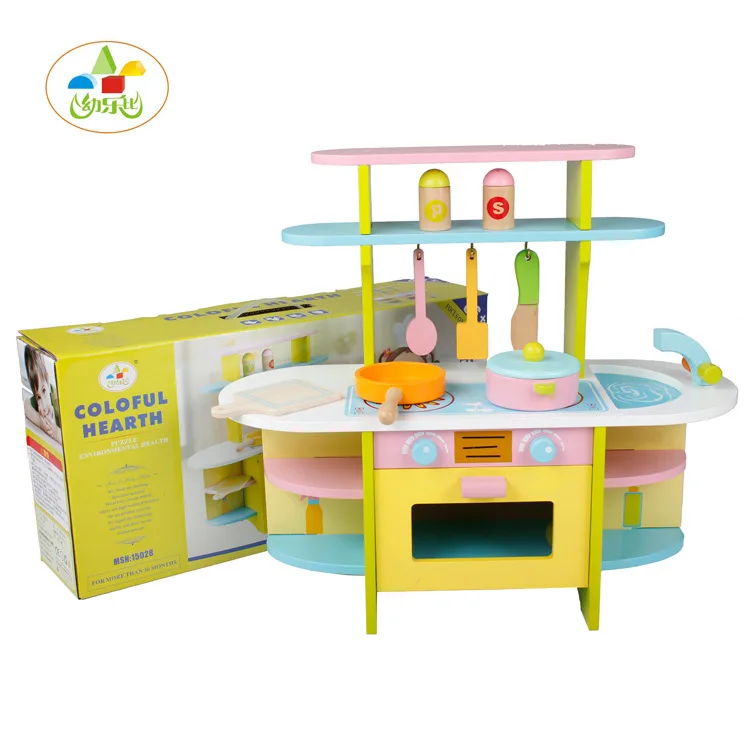 

Youlebi Wood Children'S Educational Toy Colorful Kitchen Play House Toys Cooking Model Kitchen Set