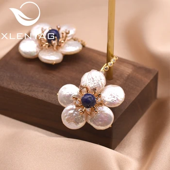 

XlentAg Handmade Fresh Water Baroque Pearls Hook Dangle Flower Earrings For Anniversary Women Bohemia Jewelry Mujer Moda GE0808