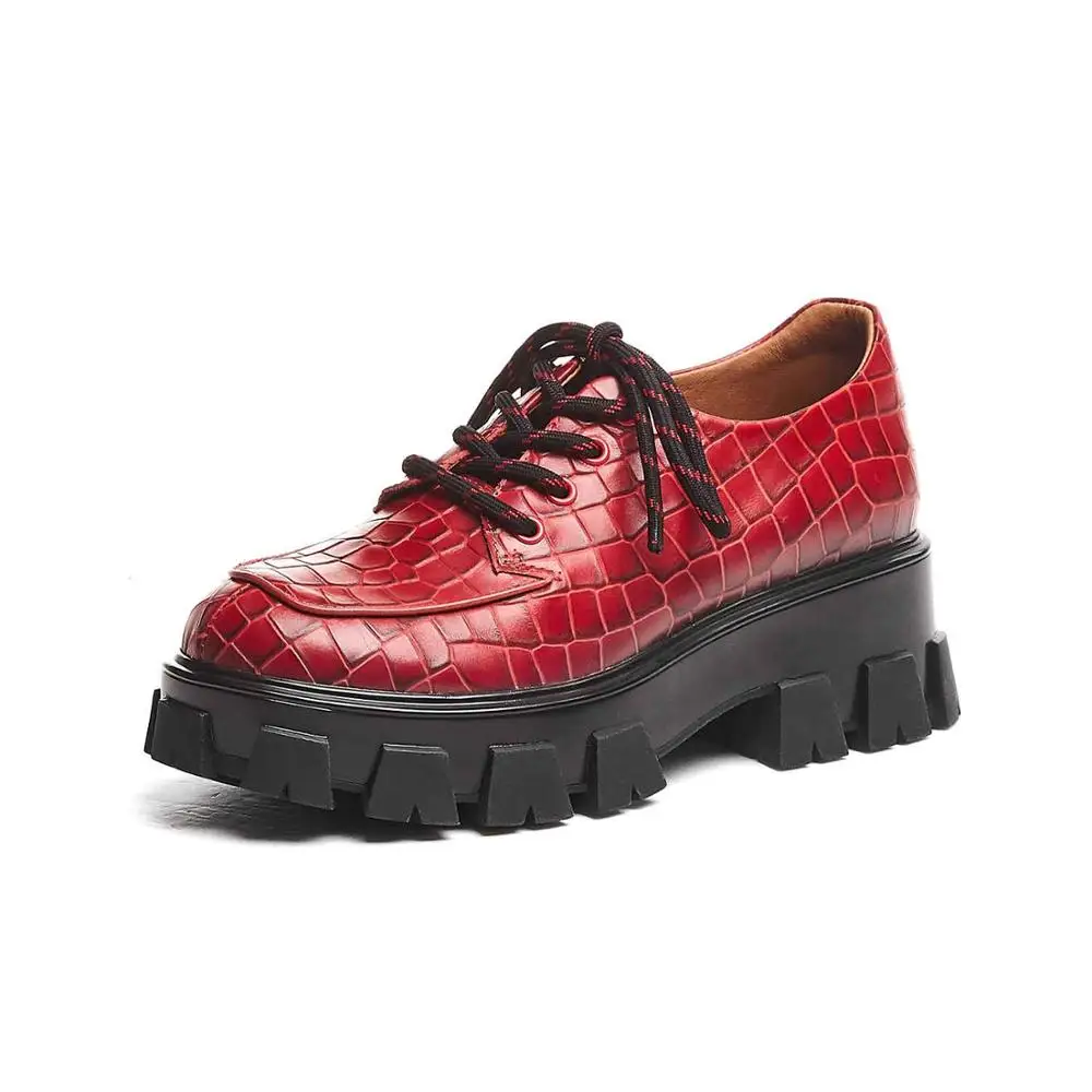 HARAVAL/сезон весна; Новинка; однотонные простые туфли-оксфорды на высоком каблуке; полуботинки в полоску и клетку в европейском стиле; Брендовая женская обувь; N110 - Цвет: Red