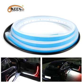 

OKEEN 120cm new design car door opening warning light Welcome lamp Signal Light Strip White Red 2 color in 1 12V for all cars