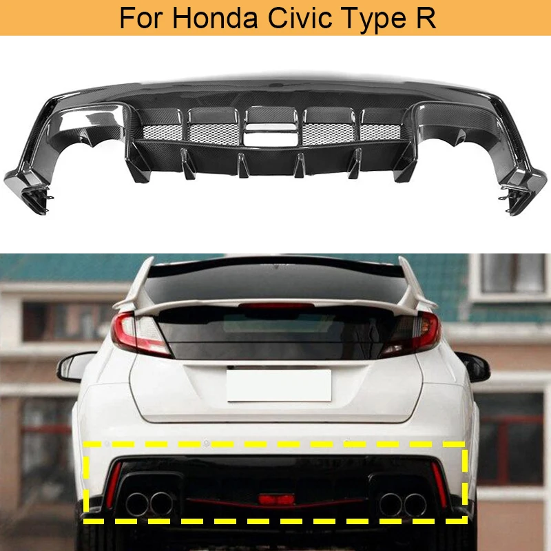 

Углеродное волокно задний бампер диффузор спойлер для Honda Civic Тип R 2015 2016 Хэтчбек 4-дверный задний диффузор фартук спойлер