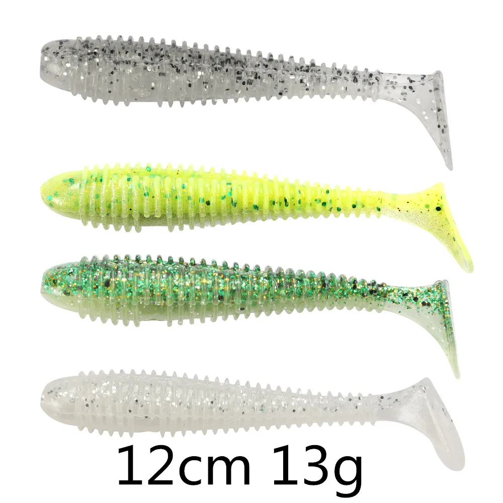 

10 Packaged in the Shape of Bars 12 Cm/13G Thread T-Tail UV with Salt Shrimp Double Color Soft Bait Lure 4-Color Hot Selling