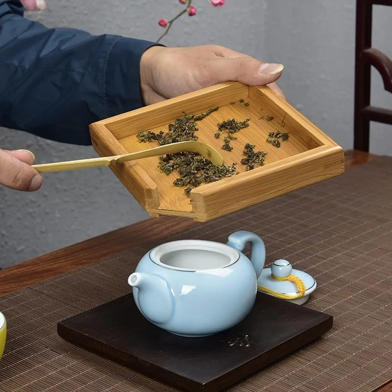 Tea Tray Rectangular Bamboo Tea Tray Kung Fu Puer Tea Saucer Storage Container Ceremony Gadgets Japanese